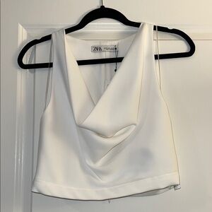 Zara Women's White Draped Blouse